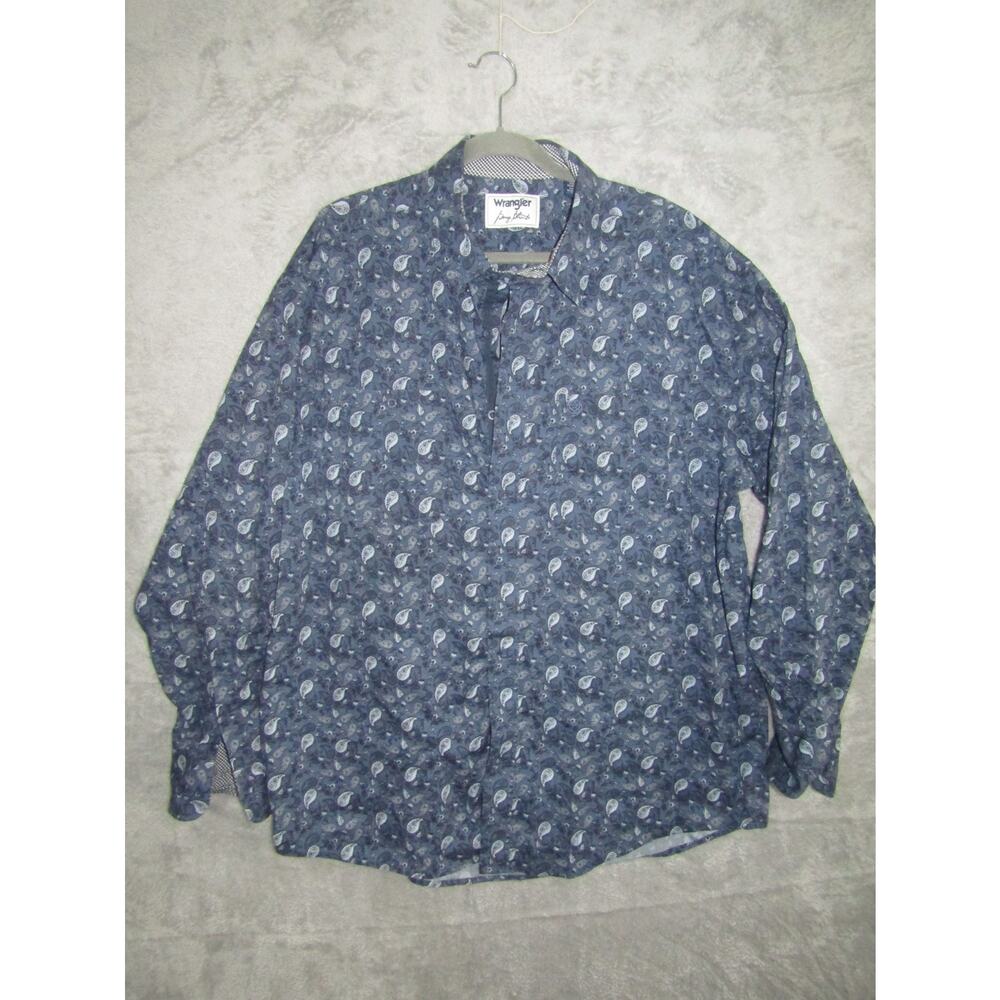Wrangler George Strait XL Paisley Western Cowboy Shirt Navy Blue Long Sleeve